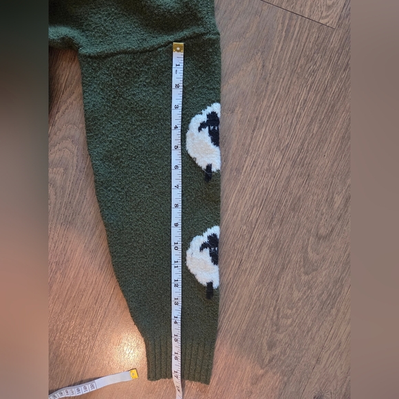 Ultra Flirt Olive Green Mock Neck Sweater with Contrast Sleeve Motifs - Picture 7 of 8